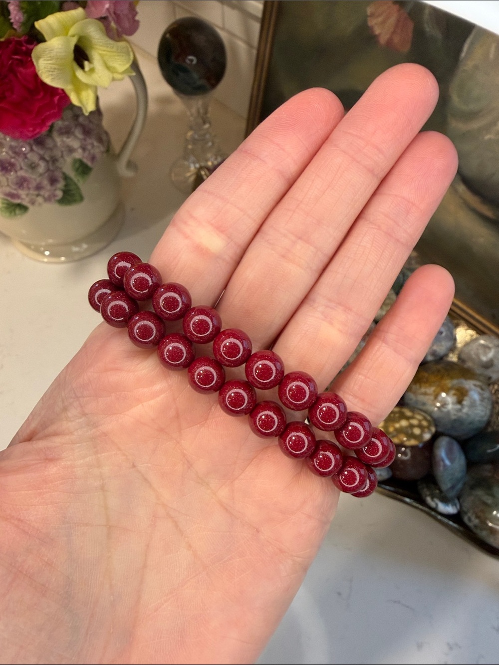 8mm Cinnabar Bracelet (listing is for 1): B1141